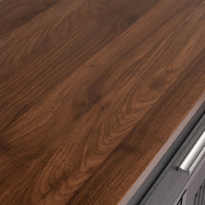 English Elm 63" Fluted Sideboard Buffet Cabinet with Coffee Bar Storage, 4 Doors 3 Drawers, Smooth Silent Slides Black W2917P319112