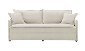 English Elm Elisea Beige Fabric Sleeper Sectional Sofa with Storage, Pocket Coil Seats, Removable Covers, Full B2726S00129