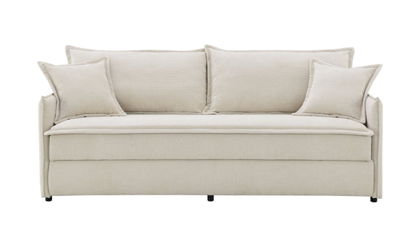 English Elm Elisea Beige Fabric Sleeper Sectional Sofa with Storage, Pocket Coil Seats, Removable Covers, Full B2726S00129