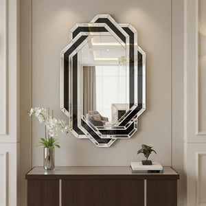 English Elm Decorative Crystal Crush Diamond Wall Mirror Glam Faceted Glass Statement Piece W3836P409959
