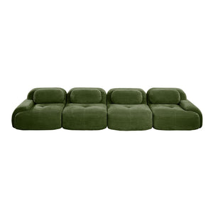 English Elm 4-seat Modular Corduroy Sectional Sofa Low Profile Ergonomic Living Room Seating Olive Green W714S01261