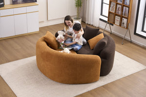 English Elm LY-042 Ergonomic Dual-Depth Loveseat Sofa, Brown Chenille, Zen Modular Design, 400 lb Capacity W2231P329732