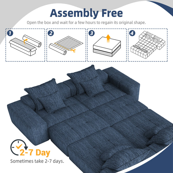 English Elm Modern Oversized Modular Sectional Sofa - Plush Chenille Comfort, 8 Pillows, No Assembly, Blue W1885S00071