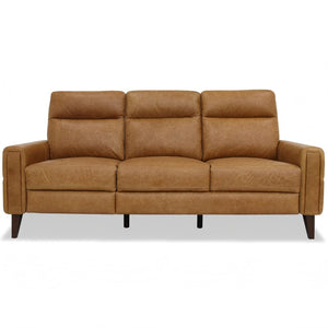 English Elm Elliot Full Grain Leather Reclining Sofa Solid Wood Frame Cognac Living Room Seating B183P255286