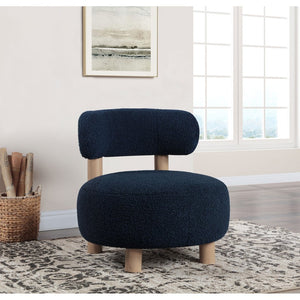 English Elm Calianna Boucle Barrel Accent Chair with Oak Legs for Living Room or Bedroom Blue B062P451997