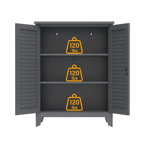 English Elm 47'' Heavy-Duty Metal Tool Storage Cabinet Slate - Space-Saving Wall Mount, Adjustable Shelves, Pegboard Organizer W3387P351632