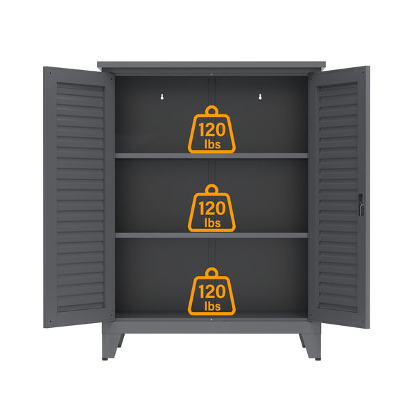 English Elm 47'' Heavy-Duty Metal Tool Storage Cabinet Slate - Space-Saving Wall Mount, Adjustable Shelves, Pegboard Organizer W3387P351632