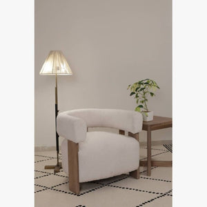 HomeRoots 31" Cozy Boucle Arm Chair with Solid Wood Legs – Stylish, Ergonomic Accent Seat for Any Space 653084