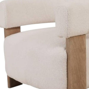 HomeRoots 31" Cozy Boucle Arm Chair with Solid Wood Legs – Stylish, Ergonomic Accent Seat for Any Space 653084