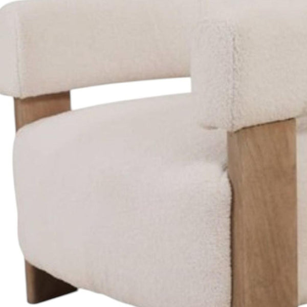 HomeRoots 31" Cozy Boucle Arm Chair with Solid Wood Legs – Stylish, Ergonomic Accent Seat for Any Space 653084
