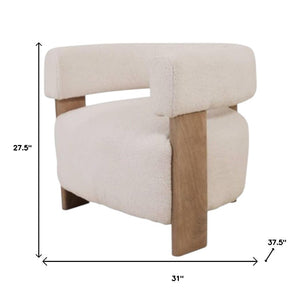 HomeRoots 31" Cozy Boucle Arm Chair with Solid Wood Legs – Stylish, Ergonomic Accent Seat for Any Space 653084