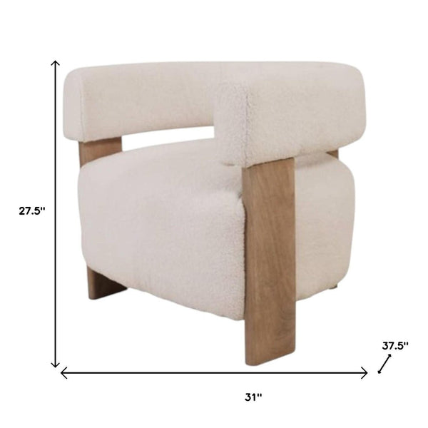 HomeRoots 31" Cozy Boucle Arm Chair with Solid Wood Legs – Stylish, Ergonomic Accent Seat for Any Space 653084