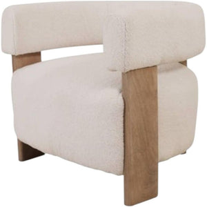 HomeRoots 31" Cozy Boucle Arm Chair with Solid Wood Legs – Stylish, Ergonomic Accent Seat for Any Space 653084