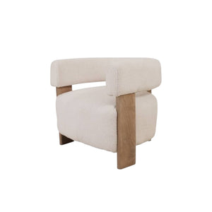 HomeRoots 31" Cozy Boucle Arm Chair with Solid Wood Legs – Stylish, Ergonomic Accent Seat for Any Space 653084