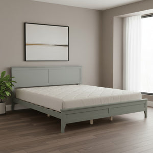 HomeRoots Gray Wood King Bed Frame - Modern Design with Durable Support for a Serene Bedroom Retreat 653087