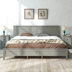 HomeRoots Gray Wood King Bed Frame - Modern Design with Durable Support for a Serene Bedroom Retreat 653087