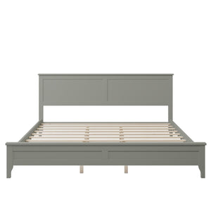 HomeRoots Gray Wood King Bed Frame - Modern Design with Durable Support for a Serene Bedroom Retreat 653087