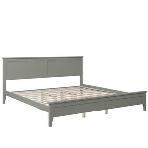 HomeRoots Gray Wood King Bed Frame - Modern Design with Durable Support for a Serene Bedroom Retreat 653087