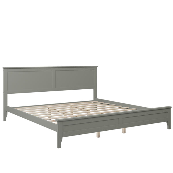HomeRoots Gray Wood King Bed Frame - Modern Design with Durable Support for a Serene Bedroom Retreat 653087