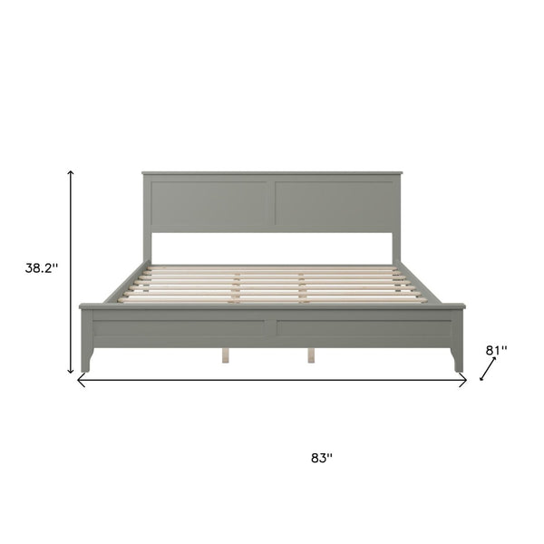 HomeRoots Gray Wood King Bed Frame - Modern Design with Durable Support for a Serene Bedroom Retreat 653087