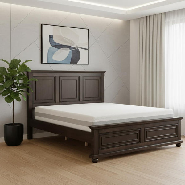 HomeRoots Brown Wood Queen Bed Frame - Modern, Sturdy Design with Easy Assembly | Perfect for Any Décor Style! 653088