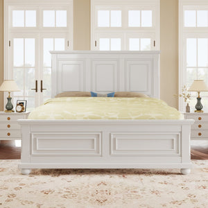HomeRoots White Wood Queen Bed Frame - Modern Platform Design for Stylish Bedrooms, Easy Assembly & Durability 653089