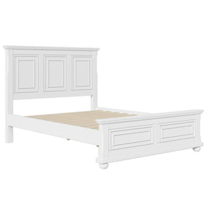 HomeRoots White Wood Queen Bed Frame - Modern Platform Design for Stylish Bedrooms, Easy Assembly & Durability 653089