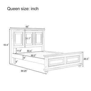 HomeRoots White Wood Queen Bed Frame - Modern Platform Design for Stylish Bedrooms, Easy Assembly & Durability 653089