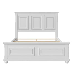 HomeRoots White Wood Queen Bed Frame - Modern Platform Design for Stylish Bedrooms, Easy Assembly & Durability 653089