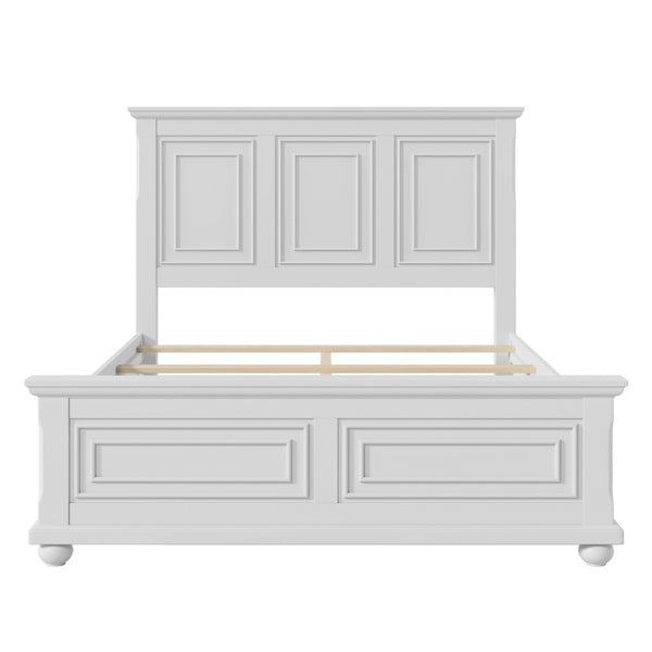HomeRoots White Wood Queen Bed Frame - Modern Platform Design for Stylish Bedrooms, Easy Assembly & Durability 653089