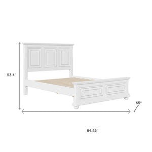 HomeRoots White Wood Queen Bed Frame - Modern Platform Design for Stylish Bedrooms, Easy Assembly & Durability 653089
