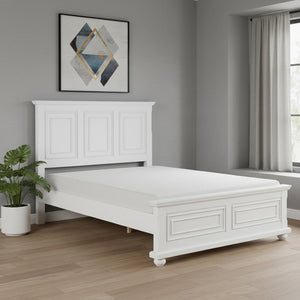 HomeRoots White Wood Queen Bed Frame - Modern Platform Design for Stylish Bedrooms, Easy Assembly & Durability 653089