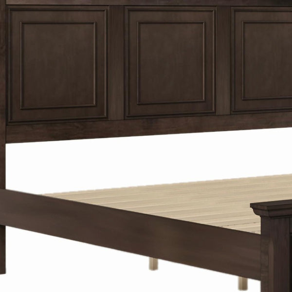 HomeRoots Brown Wood King Bed Frame - Sturdy Platform Design, Modern Style, Supports Up to 600 lbs, No Box Spring Needed 653090