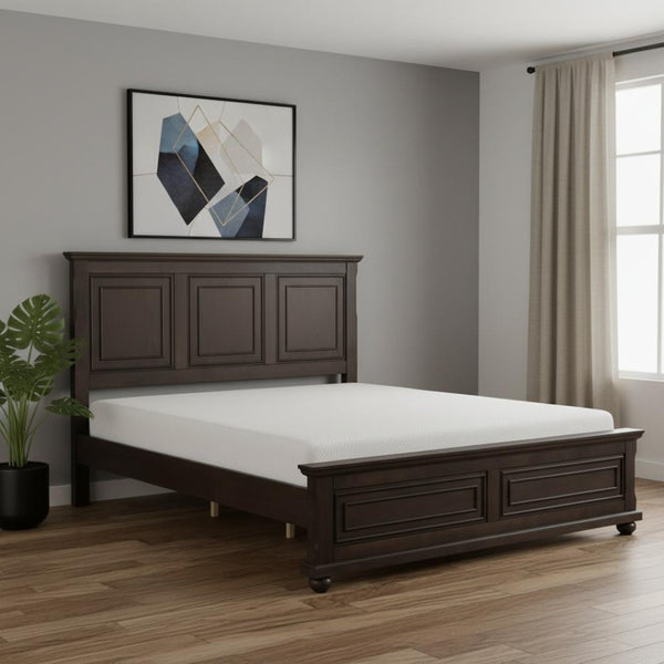 HomeRoots Brown Wood King Bed Frame - Sturdy Platform Design, Modern Style, Supports Up to 600 lbs, No Box Spring Needed 653090