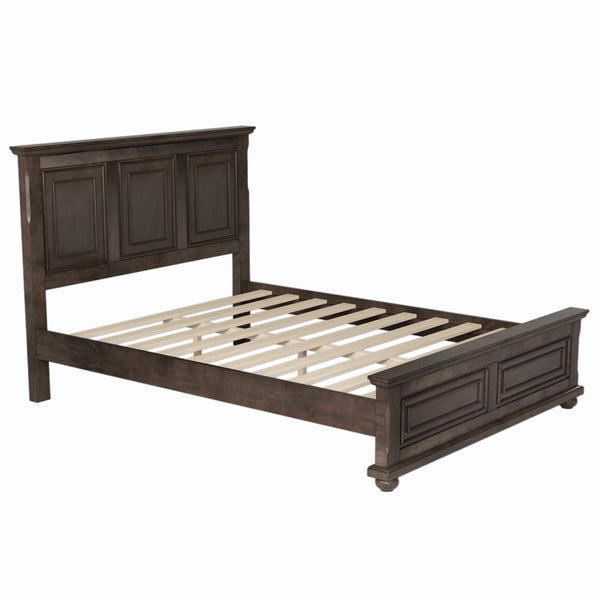 HomeRoots Brown Wood King Bed Frame - Sturdy Platform Design, Modern Style, Supports Up to 600 lbs, No Box Spring Needed 653090