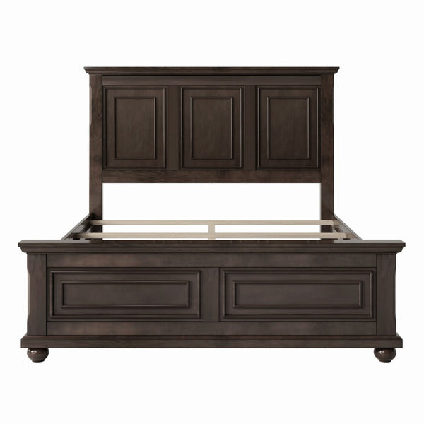 HomeRoots Brown Wood King Bed Frame - Sturdy Platform Design, Modern Style, Supports Up to 600 lbs, No Box Spring Needed 653090