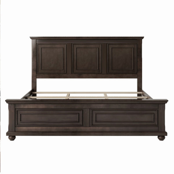 HomeRoots Brown Wood King Bed Frame - Sturdy Platform Design, Modern Style, Supports Up to 600 lbs, No Box Spring Needed 653090