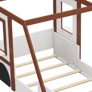 HomeRoots Mahogany Twin Race Car Bed Frame - Playhouse Design, Solid Acacia, Fun & Durable for Kids' Rooms 653091