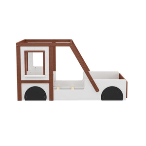 HomeRoots Mahogany Twin Race Car Bed Frame - Playhouse Design, Solid Acacia, Fun & Durable for Kids' Rooms 653091