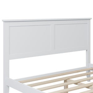 HomeRoots White Wood Full Bed Frame - Modern Platform Design for Comfort, Durability & Minimalist Bedroom Style 653092