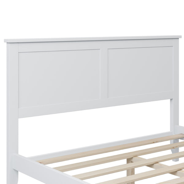 HomeRoots White Wood Full Bed Frame - Modern Platform Design for Comfort, Durability & Minimalist Bedroom Style 653092