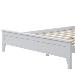 HomeRoots White Wood Full Bed Frame - Modern Platform Design for Comfort, Durability & Minimalist Bedroom Style 653092