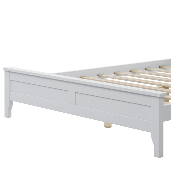 HomeRoots White Wood Full Bed Frame - Modern Platform Design for Comfort, Durability & Minimalist Bedroom Style 653092