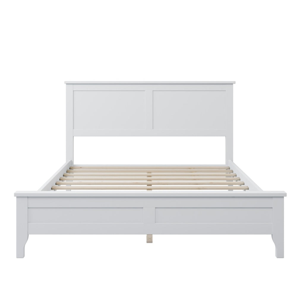 HomeRoots White Wood Full Bed Frame - Modern Platform Design for Comfort, Durability & Minimalist Bedroom Style 653092