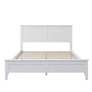 HomeRoots White Wood Full Bed Frame - Modern Platform Design for Comfort, Durability & Minimalist Bedroom Style 653092