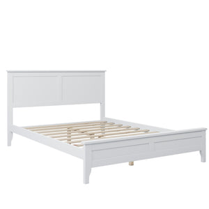 HomeRoots White Wood Full Bed Frame - Modern Platform Design for Comfort, Durability & Minimalist Bedroom Style 653092