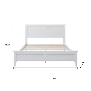 HomeRoots White Wood Full Bed Frame - Modern Platform Design for Comfort, Durability & Minimalist Bedroom Style 653092