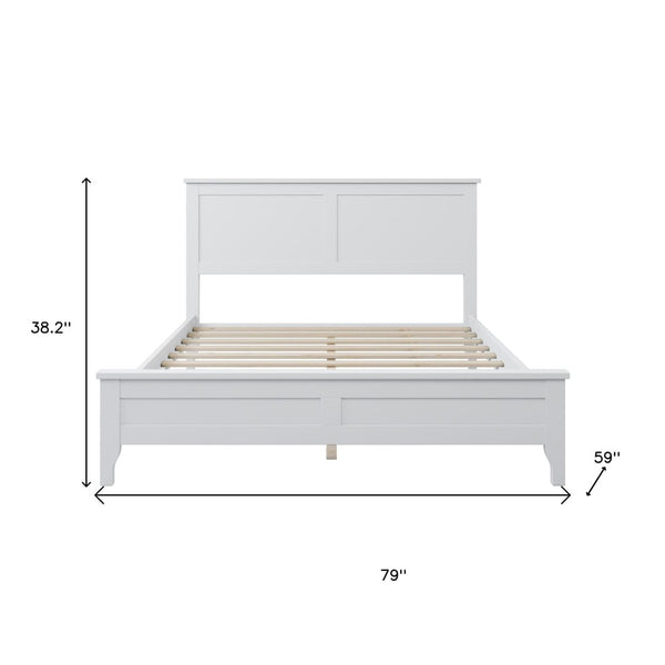 HomeRoots White Wood Full Bed Frame - Modern Platform Design for Comfort, Durability & Minimalist Bedroom Style 653092
