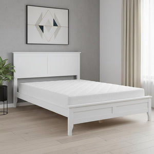 HomeRoots White Wood Full Bed Frame - Modern Platform Design for Comfort, Durability & Minimalist Bedroom Style 653092