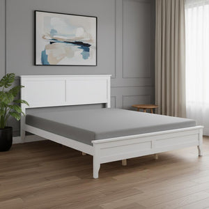 HomeRoots White Wood Queen Bed Frame - Modern Design, Sturdy Support & Timeless Style for Serene Bedrooms 653093